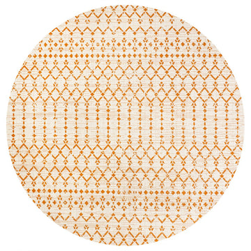 Ourika Moroccan Geometric Textured Weave Indoor/outdoor Round Rug
